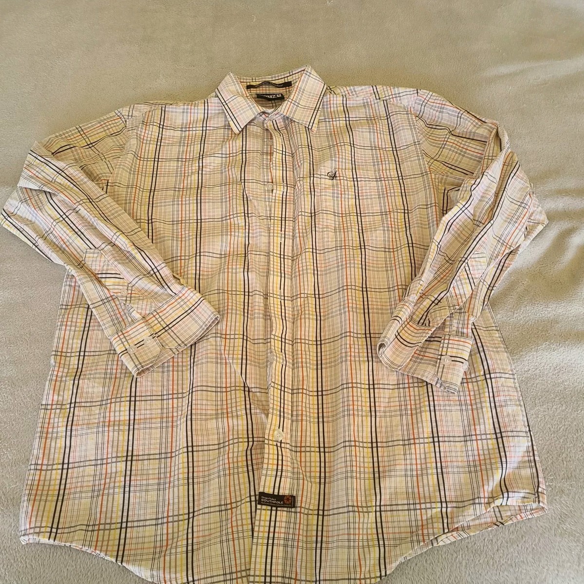 south pole jersey dress Vintage Mens Extra Large Yellow Multicolor Button Up Shirt Urbanwear Brown blazer