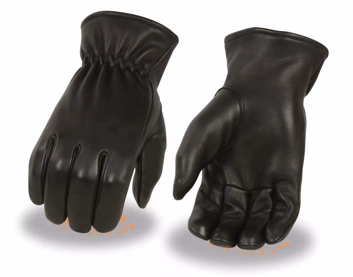 Mens Motorcycle Blk Unlined Butter soft deer skin leather gloves