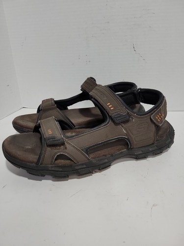 SKECHERS 64487 BROWN RELAXED FIT MEMORY FOAM SANDALS MENS 14 SHOES | eBay