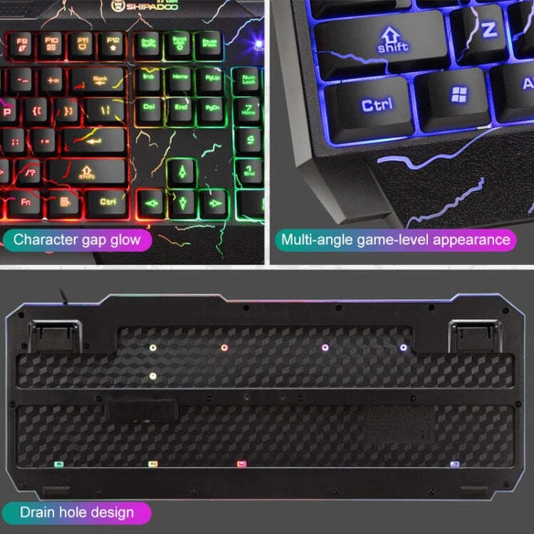 SHIPADOO D620 104-key Wired RGB Color Cracked Backlight Gaming Keyboard Mouse Ki - Image 4 of 4
