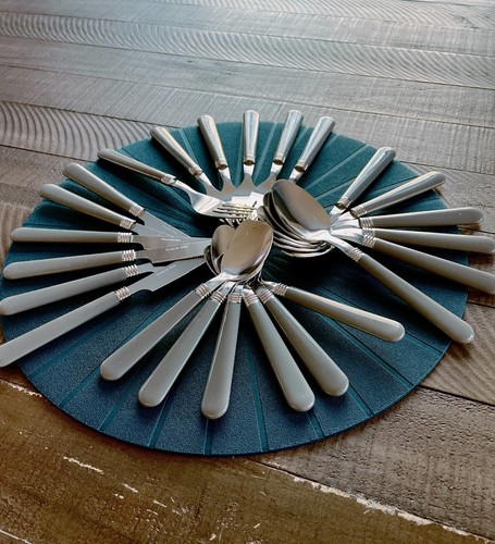 Brand New Flatware cutlery Set Stainless Steel Basic 24 Piece Set Grey