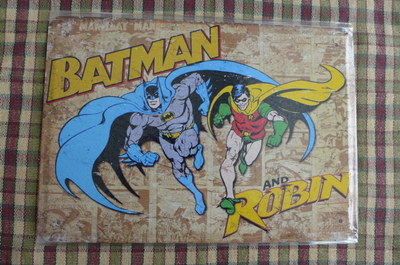 Batman und Robin Blechschild bemalt Poster Comics Buch Superheld Wanddeko 