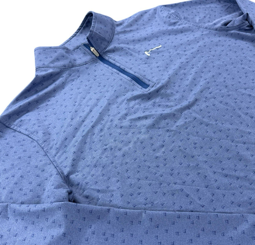 Peter Millar Perth Performance Quarter Zip Youth XL 13-14 Blue Golf Cart