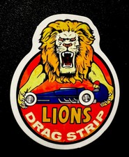 Lions Drag Strip NHRA Sticker. Matte Finish. Approx Size: 2-3/4”X 2-1/4” Self Ad