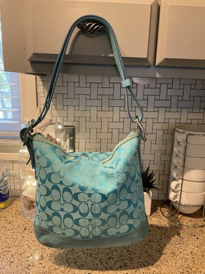 Coach Vintage Signature Soft Slim Duffle Shoulder Bag 9362 Azure
