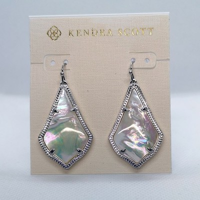 New Kendra Scott Alex Silver Drop Earrings in Ivory Pearl