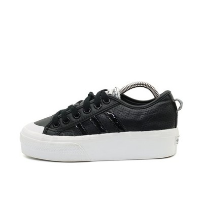 adidas Damen Nizza Platform Freizeitschuh schwarz weiß Leder Top Sneaker EU 36