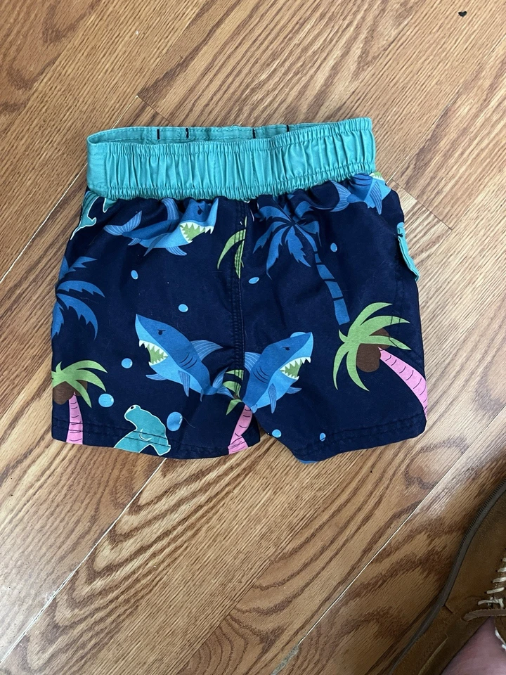 Joe Boxer Boy's Blue Sharks Swim Shorts Bathing Suit Size 12M - Image 2 of 4