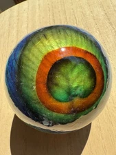 NEW Pier 1 Philippines Retired Decorative Sphere Ball In Peacock Design Shiny