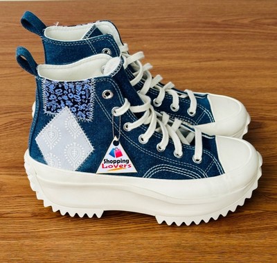  Rare Converse Run Star Hike Hi Platform 5.5 Mens Shoes Denim Patchwork A06823C