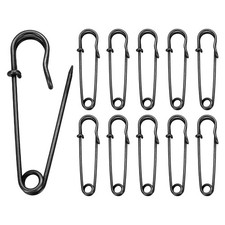 20pcs Safety Pins 50mm Electroplated Large Safety Pin for Clothes Black