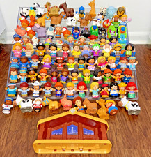 Fisher Price Little People Lot of 100 Figures Zoo, Nativity, Princess, Wheelies