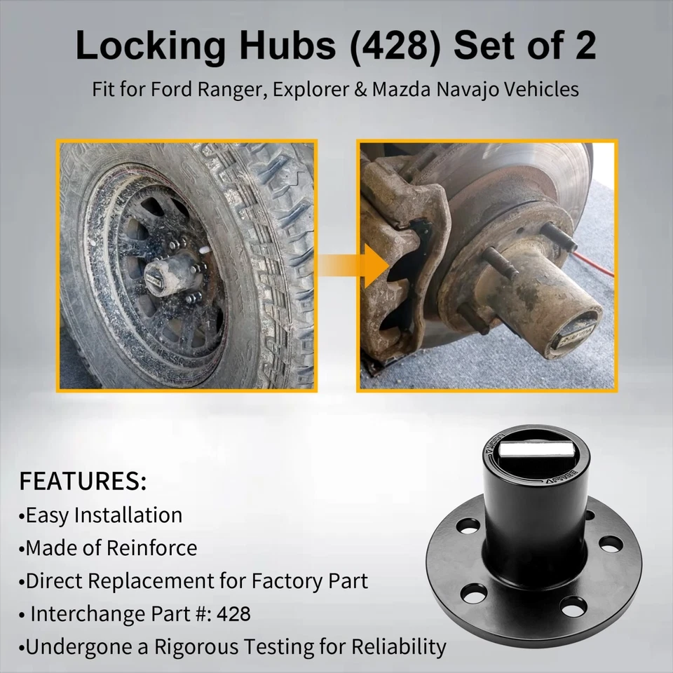 2X 27 Splines Locking Hubs (428) For 1983-1997 Ford Ranger Explorer Mazda Navajo Foto 2 de 4