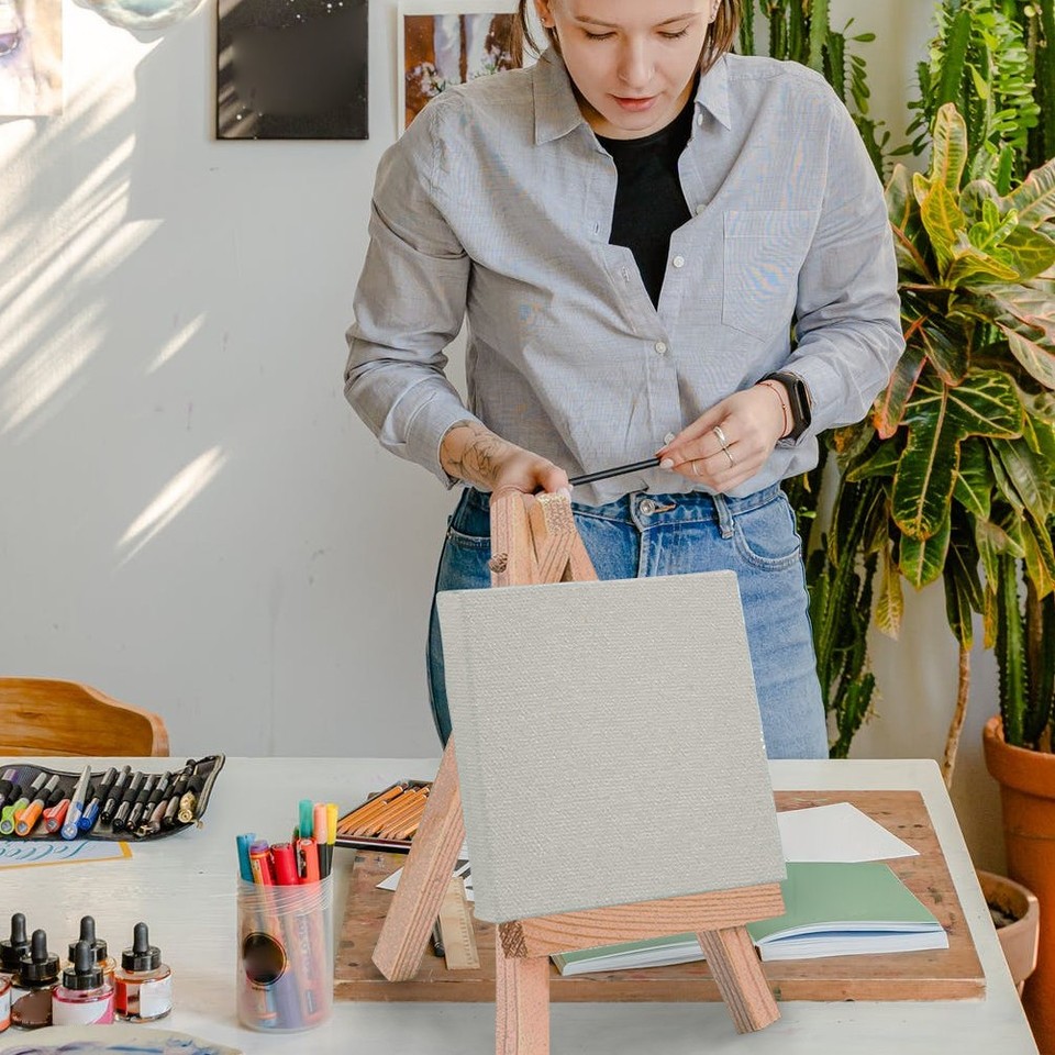 Mini Collapsable Storage Rack Wooden Mini Easel White Lightweight Folding Painting Rack for Children ...