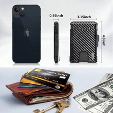 Men  s Minimalist Wallet Slim RFID Blocking Pop Up Card Holder Money Clip
