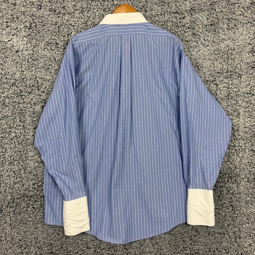 Brooks Brothers Oberhemd Herren 2XL 18-36 blau gestreift Knopfleiste französische Manschette XXL - Bild 7 von 12