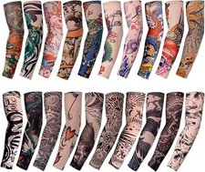 20Pcs Temporary Tattoo Arm Sleeves Fake Tattoo Arm Sunscreen Sleeves
