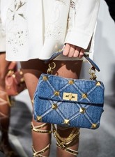 Valentino medium roman stud the shoulder bag with chain in denim blue - BNWT