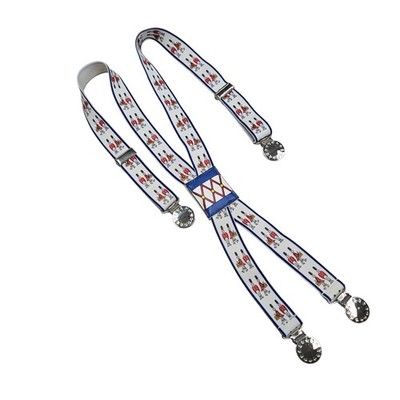 Vintage Avon Child British Guardsman Novelty Suspenders Clip On Braces Red Blue