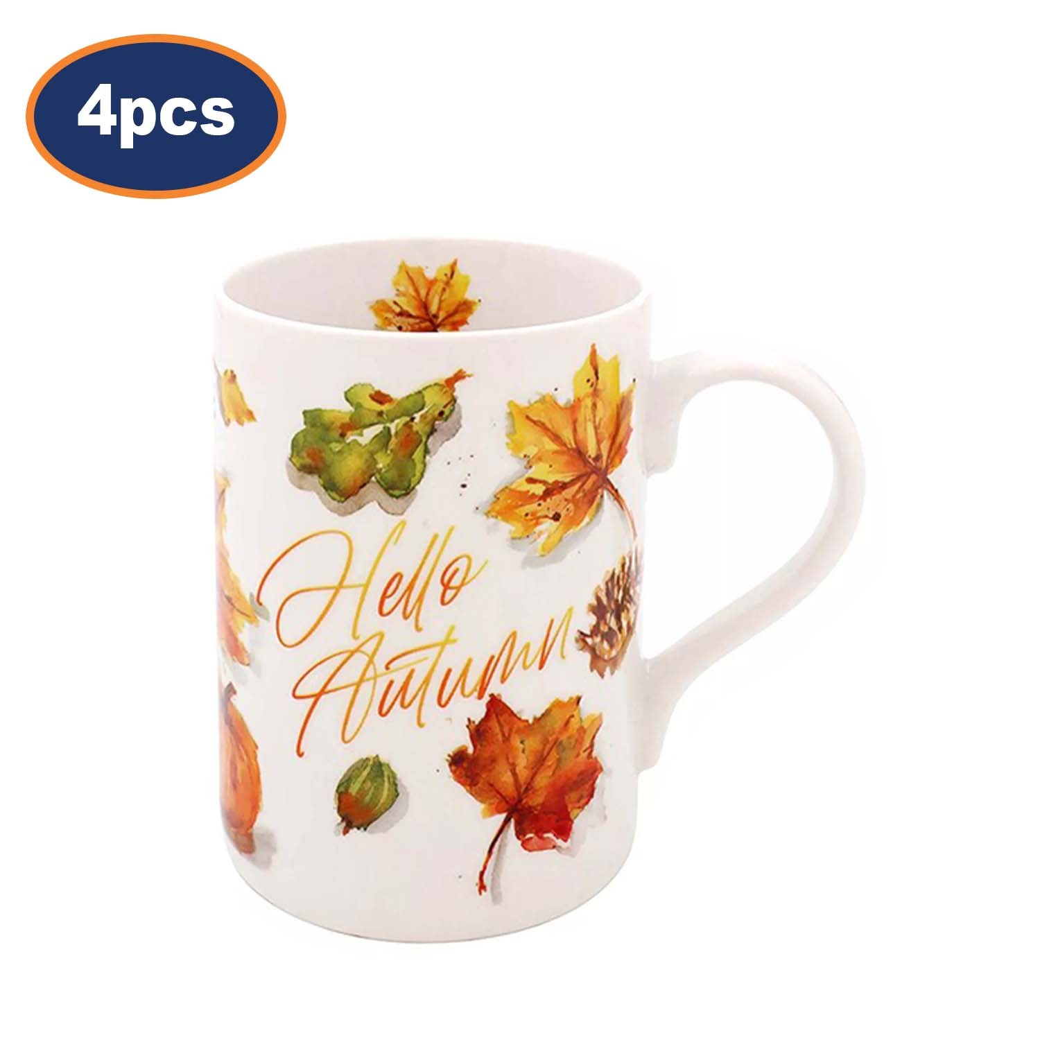 Ceramic Coffee Mug Set 300ml Ceramic Cups Drinkware Hello Autumn Fall Theme 4pcs