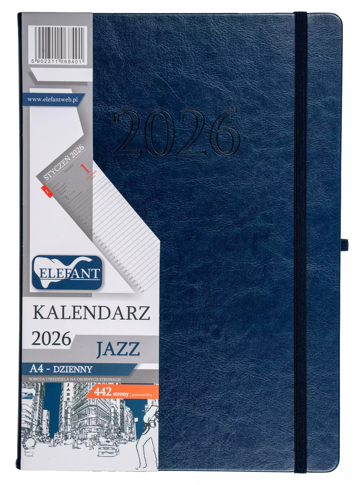 5902311068401 Jazz Kalendarz A4 dzienny granatowy 2026 Elefant