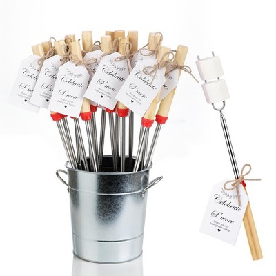 24 Sets S'mores Sticks Kit Extendable Roasting Cotton Candy Sticks for Fire P...