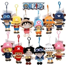 One Piece Anime Chopper Luffy Ace Trafalgar Law Plush Clip-on Keychain 5"