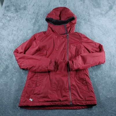 Regatta Jacket Womens UK 10 Dark Red Great Outdoors Hooded Zip Flawed*