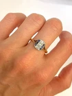 Art Deco Vintage Style Lab-Created Diamond Sapphire Engagement 14K Gold FN  Ring