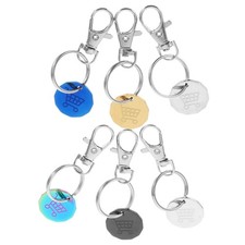6Pcs Reusable Stainless Steel Shopping Trolley Token Keyring Assorted Colors