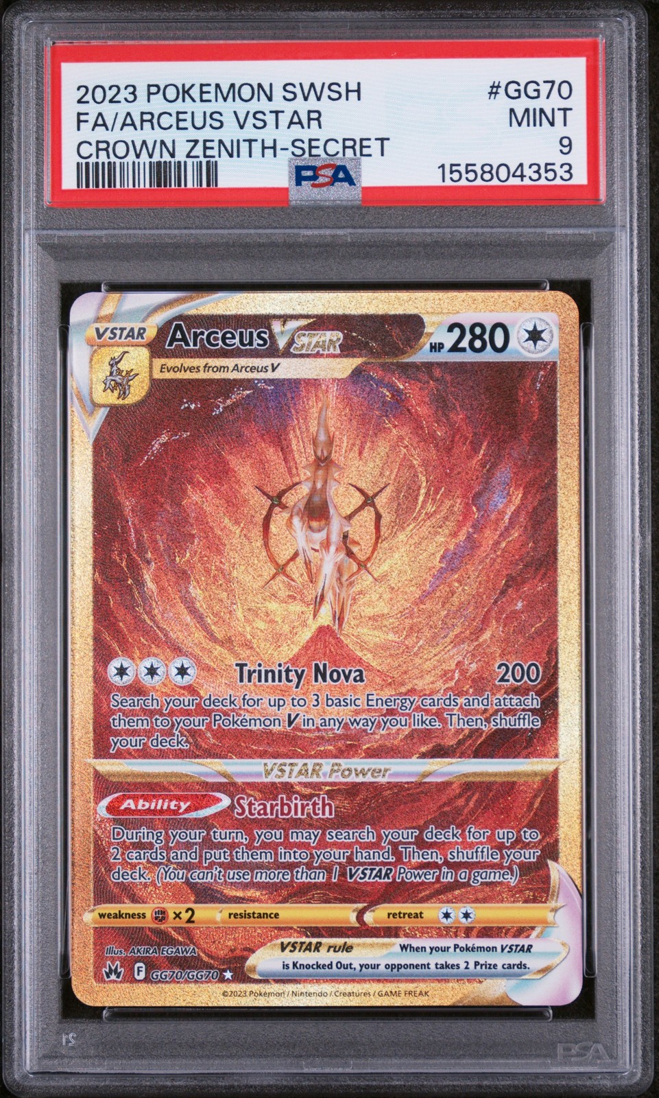 2023 POKEMON SWORD & SHIELD CROWN ZENITH SECRET FULL ART/ARCEUS VSTAR PSA 9