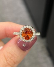 Round Cut Orange Spessartite Mandarin Garnet Ring Gift For Her Vintage Ring.