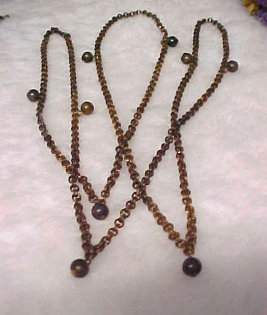 Antique Victorian Solid Copper Beaded Double Cabl… - image 1