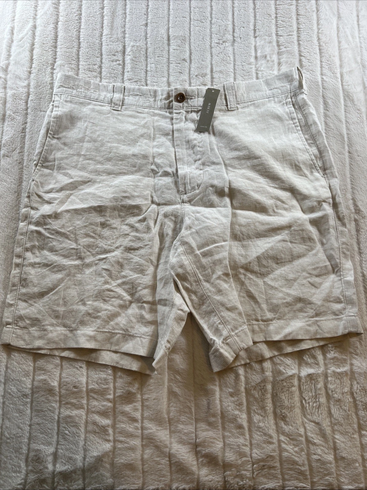 J Crew 9” Linen Shorts Ivory Striped 4 Pocket Chino Men’s 36X9 NEW
Opens in a new window or tab