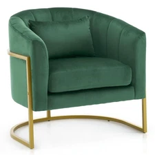 Green Velvet Ergonomic Chair with Armrests and High Density Foam Padding