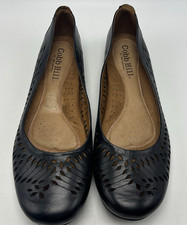 Cobb Hill Flats 9.5 Wide Womens Black Leather Comfort Slip On Laser Cut Read