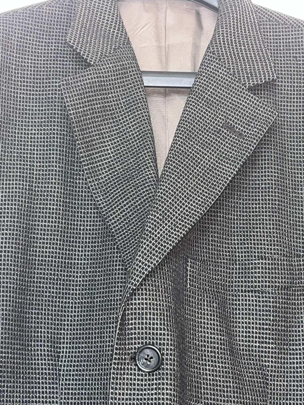 Tallia Uomo Black Checked Blazer Jacket Sport Coat 3 Button 100% Wool 42R