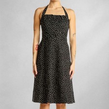 White House Black Market Black White Polka Dot Halter Dress Women’s Size 14