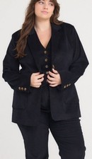 Blazer sartoriale Frank monopetto in velluto a coste - nero prezzo consigliato £ 99 taglia UK 20