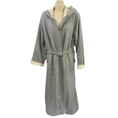 knee length dresses for ladies Men's Grey Cotton Waffle Dressing Gown With Fleece Lining main image 0