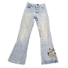 Vintage Limited Too Dragon Embroidered Jeans Light Wash Flare Y2K Girls Size 12