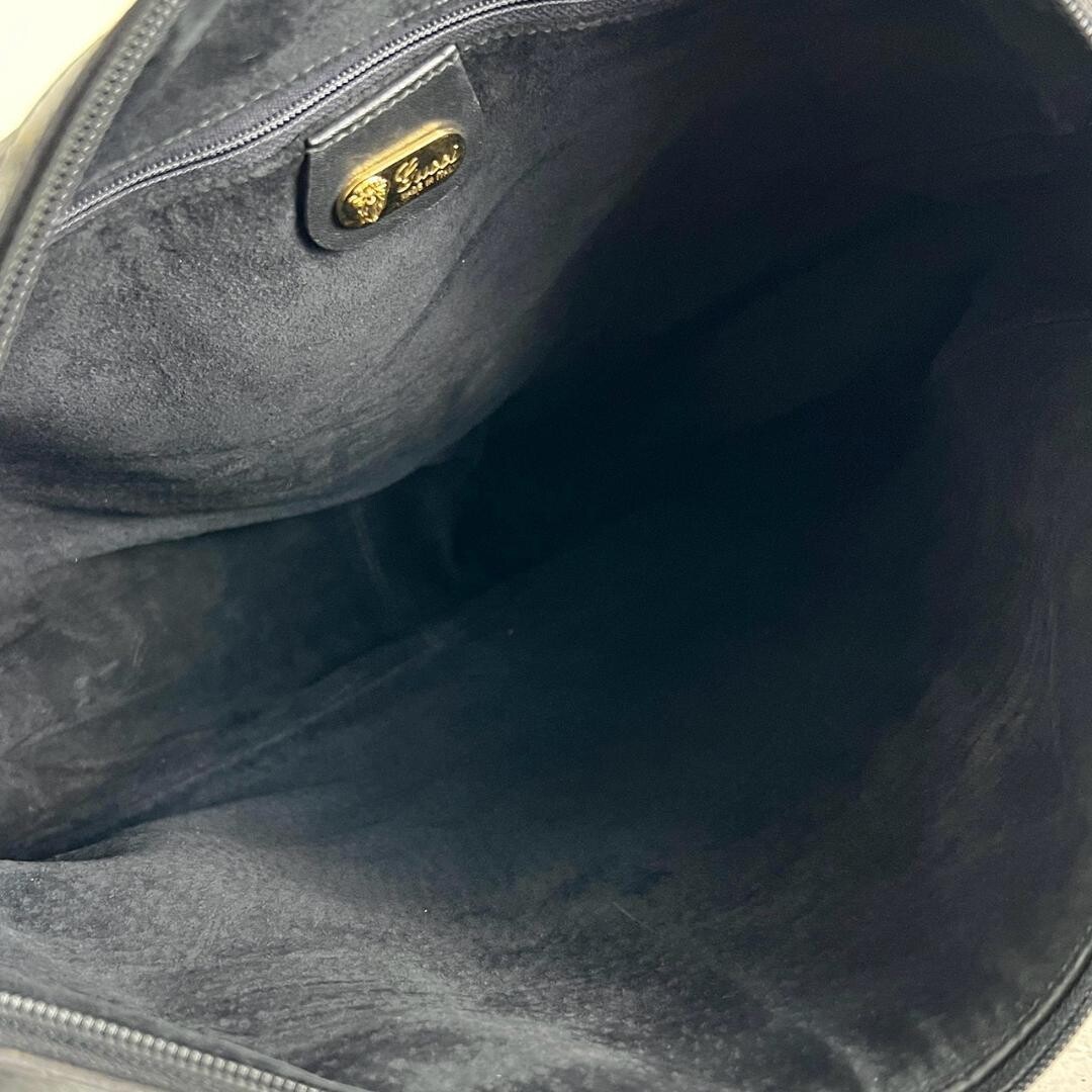 GUCCI Mini Boston Bag Black Leather Interlocking Vintage Authentic From Japan — image 9