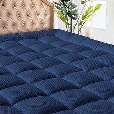Size Mattress Pad - Cooling Breathable Mattress King Navy Blue - Checkered