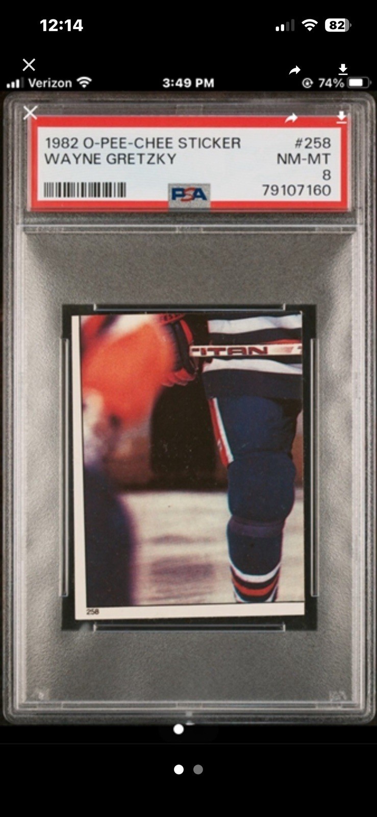 1982 O-Pee-Chee Stickers Wayne Gretzky #256, 257, 258, 259 PSA 6 & PSA 8 NM-MINT view 6