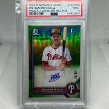 William Bergolla 2022 Bowman Chrome Green Refractor Auto #55/99 PSA 9 White Sox
