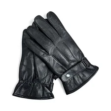 leather winter gloves men Classy 100% w/ Fur Lined Warm Black Motorcycle gloves 