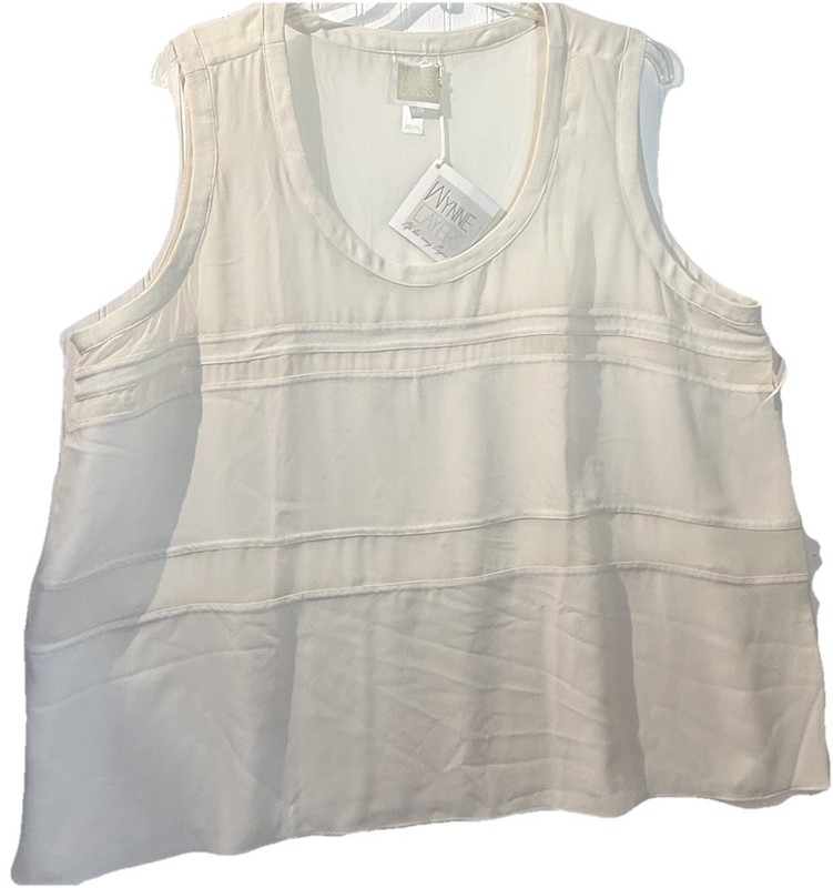 ~Size 2X~ NWT WYNNELAYERS Cream Dressy Tank Round Collar Lightweight Crop Top