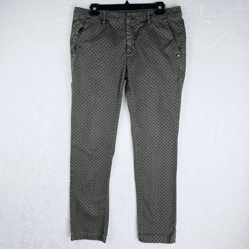 Pantalones Alessandro Dell'Acqua Marrón Geométrico AOP Talla 34 34x29 Mad In Italy Foto 2 de 4