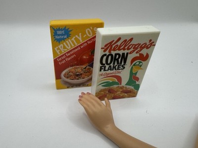 Barbie Tyco Kitchen Littles Cereal  Fruity O & Kelloggs Corn Flakes