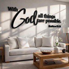 Christian Bible Verses Wall Art Decor with God All Things Are Possible15.7 x ...
